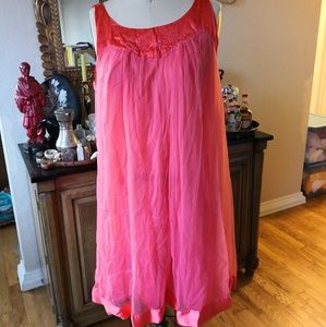 Vintage Chiffon and Satin Peignoir Set in Coral